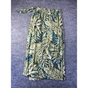 Vintage Mondi Green Hawaiian Pattern Style Wrap Skirt Size-(Read Measurements)